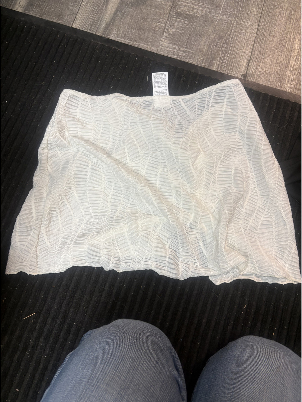Women White Textured Mini Skirt Stretch Crinkle Beach Cover Up Size XL